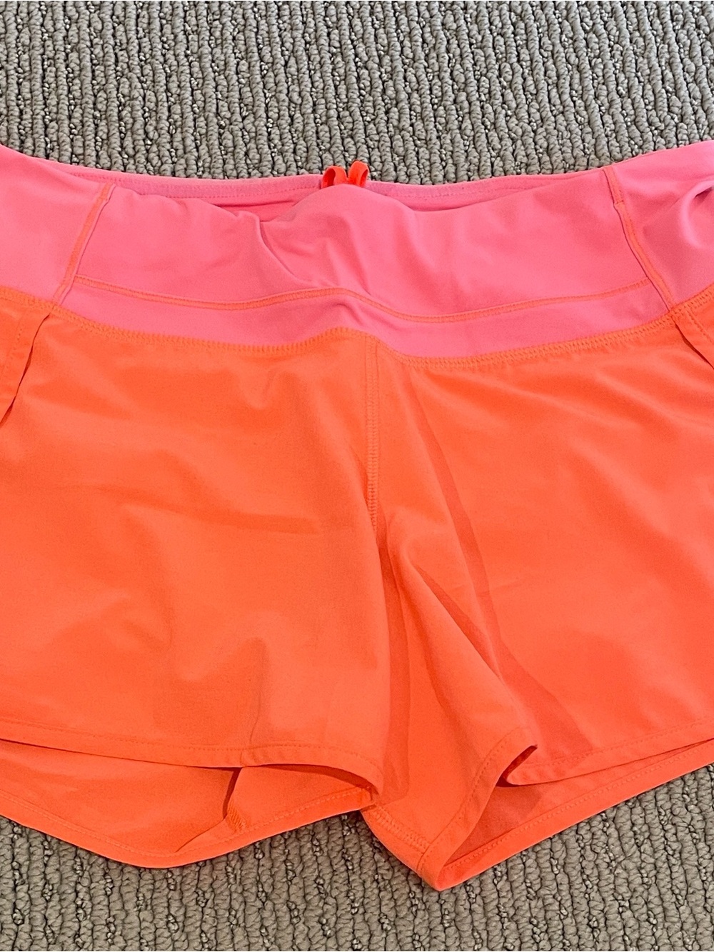 lululemon athletica Coral Orange Shorts with Pink Waistband